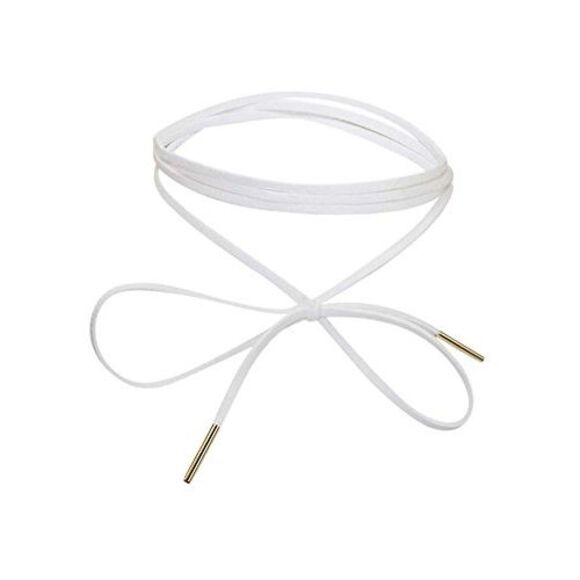 White Suede Wrap Choker Necklace With Gold Detail - Picture 4 of 6